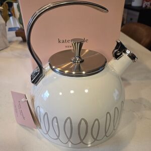 kate spade NEW WITH TAGS- White and Gray Swirl Whistling Tea Kettle
